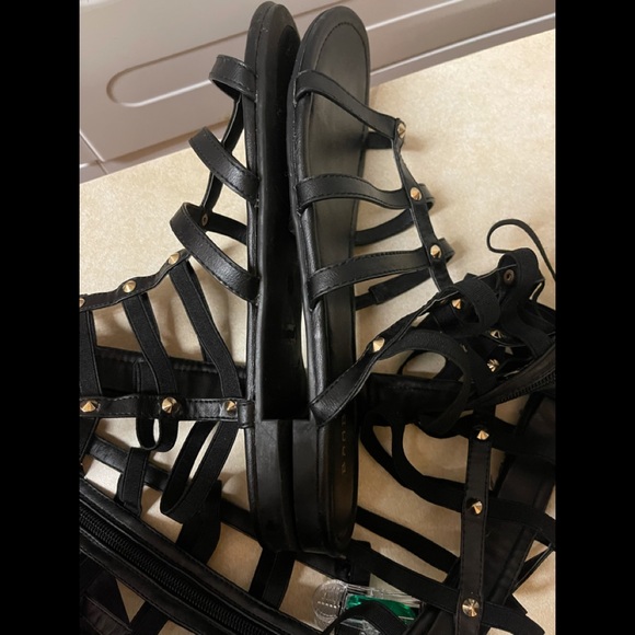 Bamboo women’s black flat sandals size 10 - Picture 6 of 8